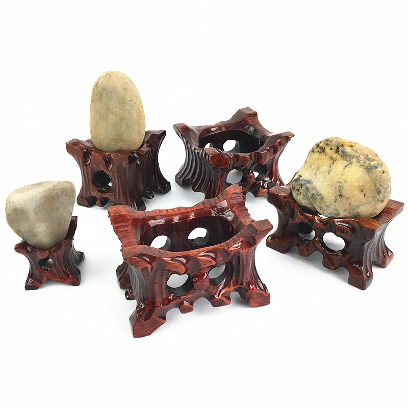 实木雕刻免挖槽奇石底座带凹槽新中式石头不规则摆件万能托架