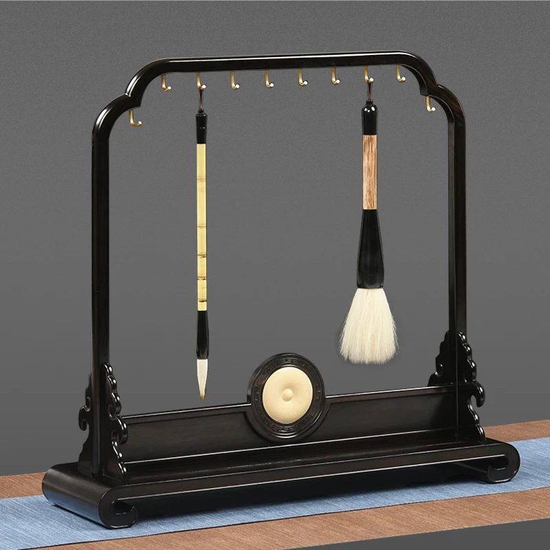 红木毛笔架实木毛笔架紫光檀大号毛笔架笔挂笔搁文房四宝书法用品