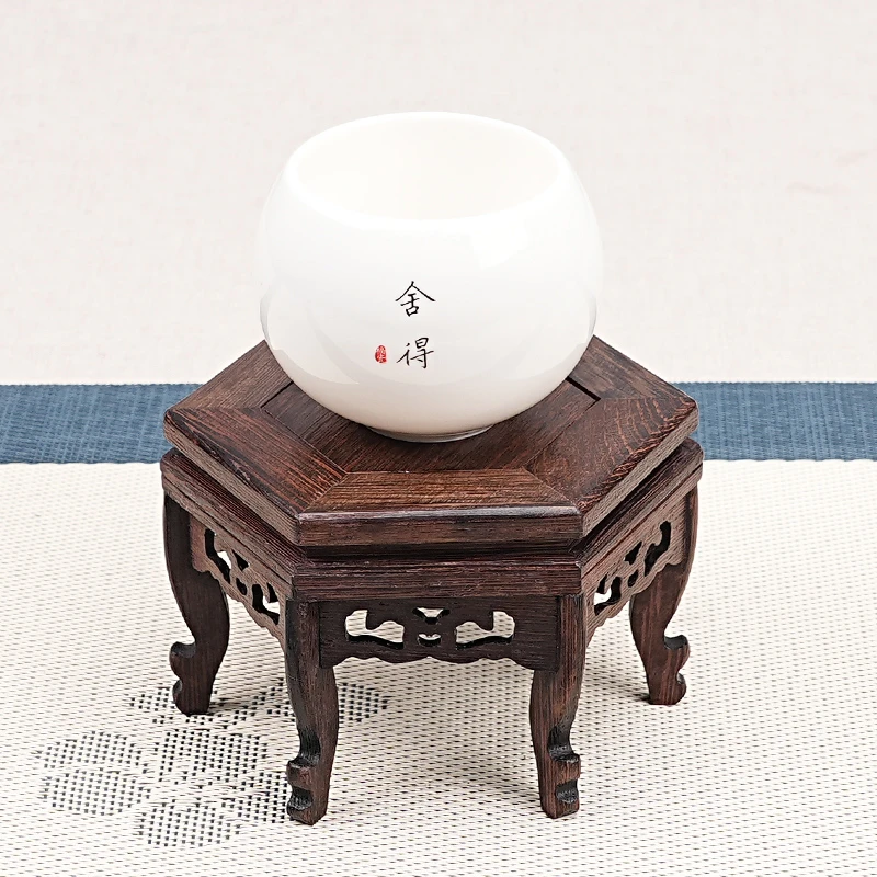 鸡翅木紫砂壶茶壶底座摆件实木奇石头香炉玉石底座花瓶花盆底座