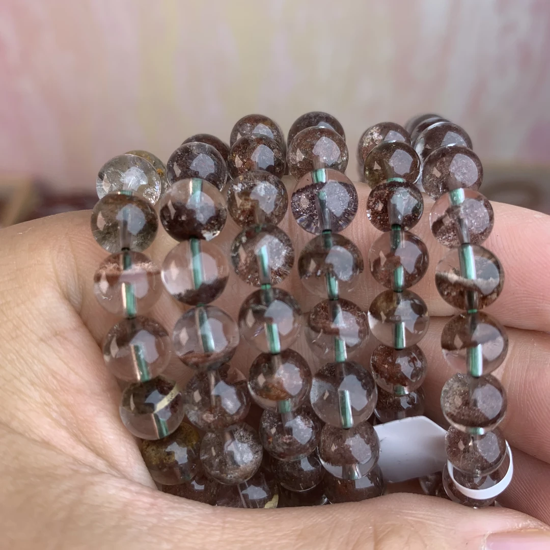 【胭脂兔】天然红幽灵单圈手链 幽灵聚宝盆水晶火山灰百搭款