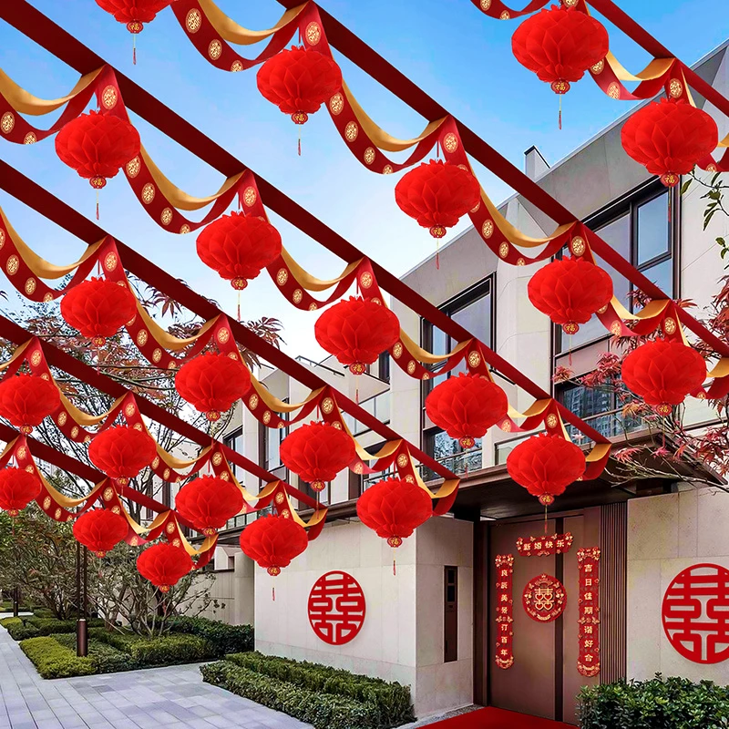 小红灯笼挂饰结婚新年春节中国风过年灯笼防水装饰场景布置纸灯笼