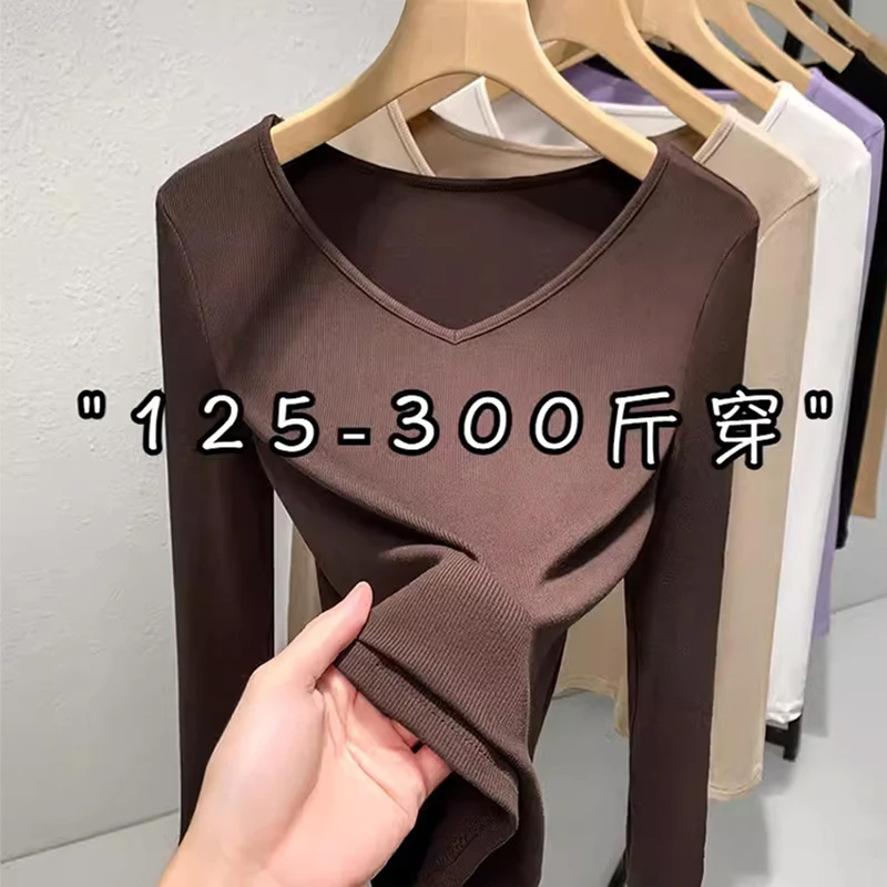 特大码春装新款300斤胖mm女装长袖t恤弹力内搭上衣3350
