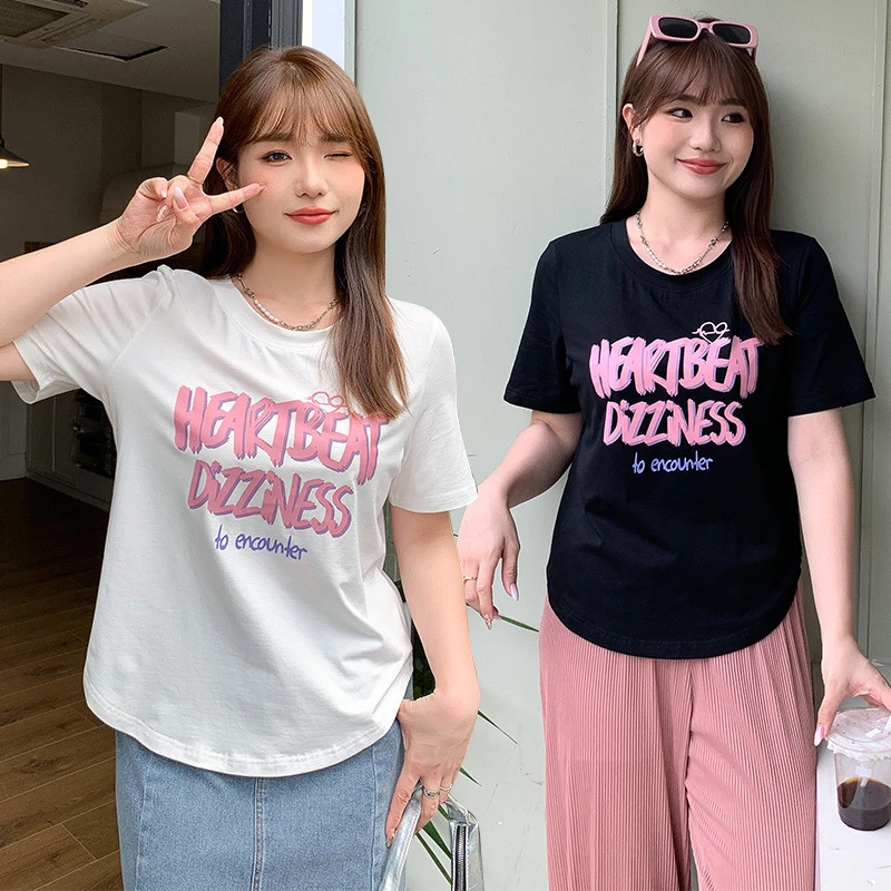 女装减龄遮肚打底印花T恤3231