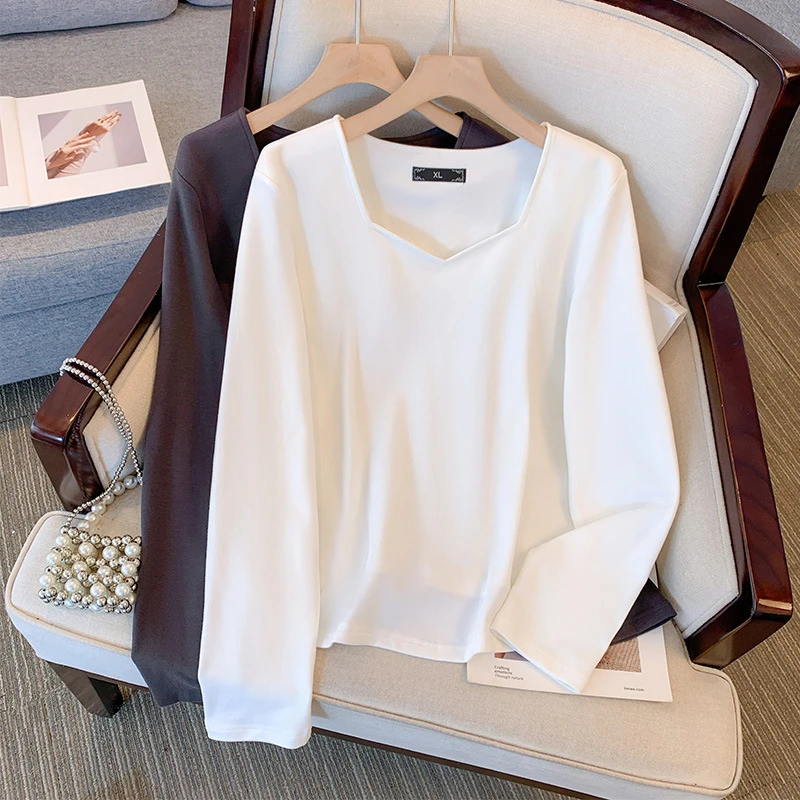 女装大码200斤胖mm潮上衣酷秋装法式时尚外穿打底T恤3291