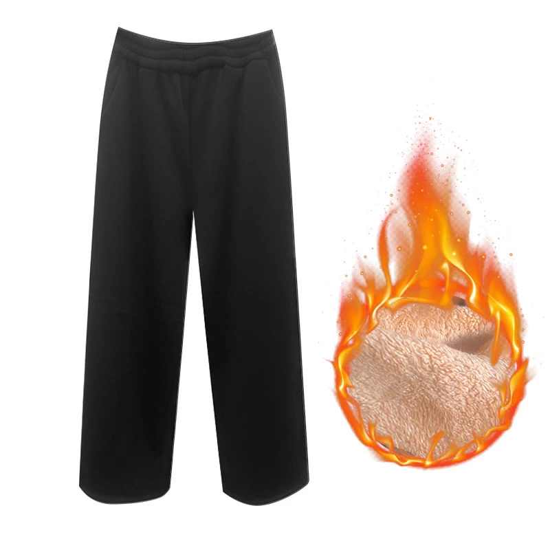 （现货）240斤大码女装秋冬加厚加绒保暖羊羔绒宽松阔腿裤冬季3346