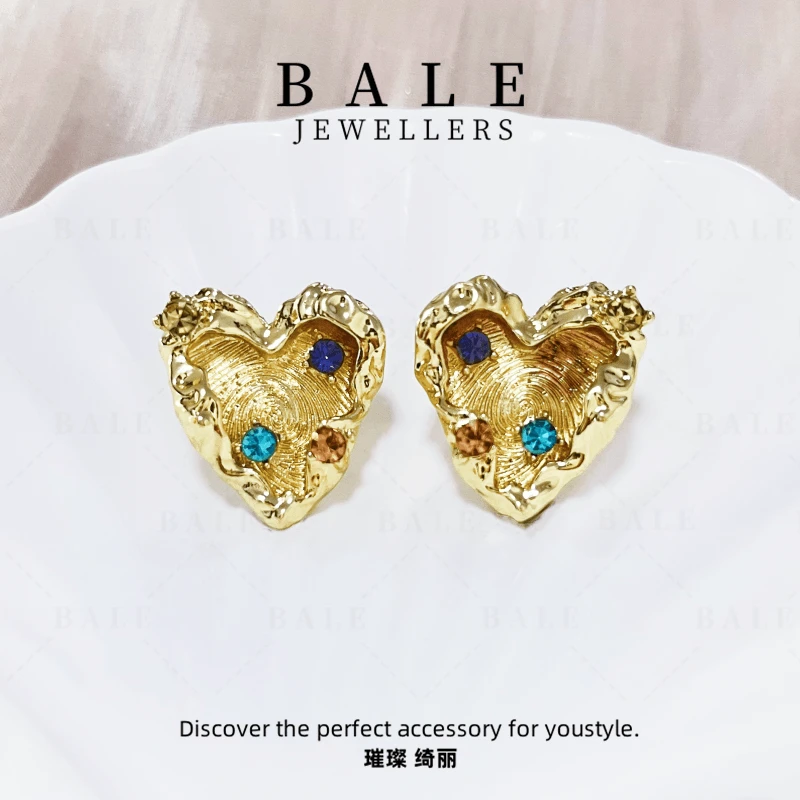 铜合金合成锆石耳饰 E2086 气质轻奢时尚法式小众熔岩彩色设计师