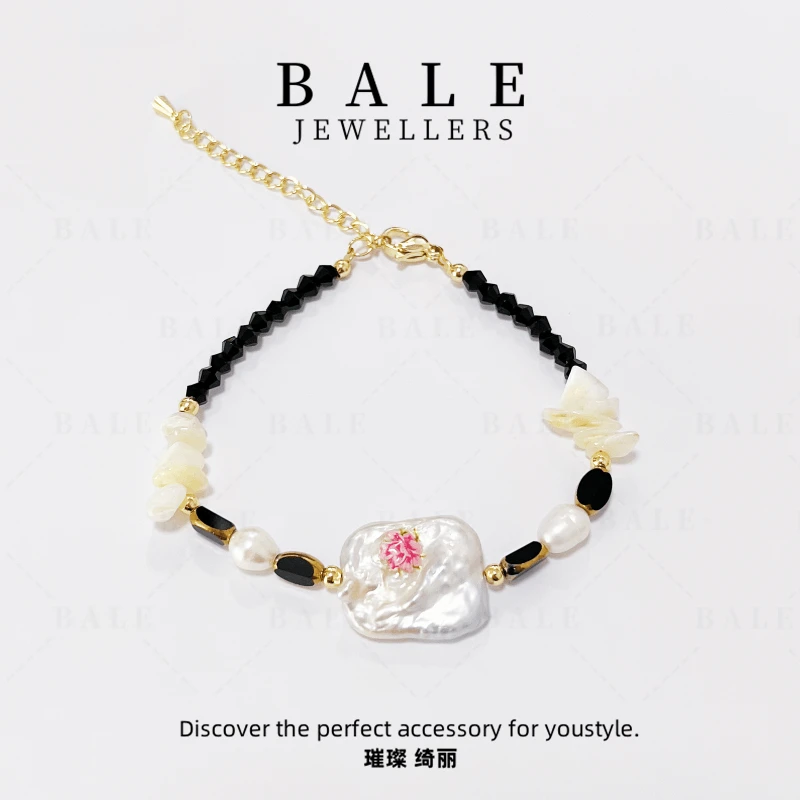 铜合金仿水晶手链 S1567 手工气质白色轻奢时尚百搭小众设计师