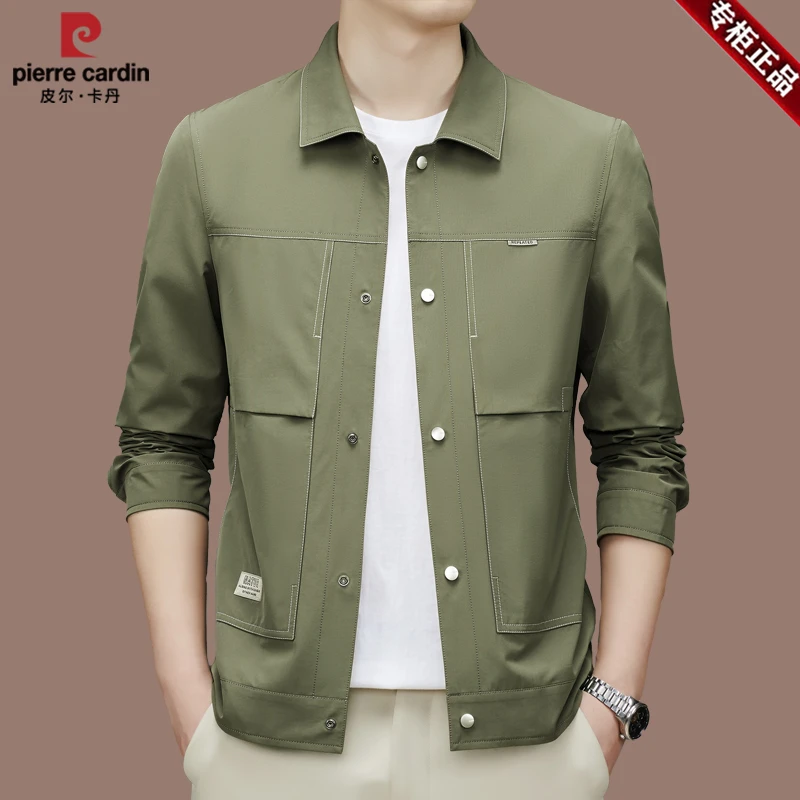 【皮尔卡丹国际大牌】春秋男士休闲外套潮流商务高级翻领工装夹克衫