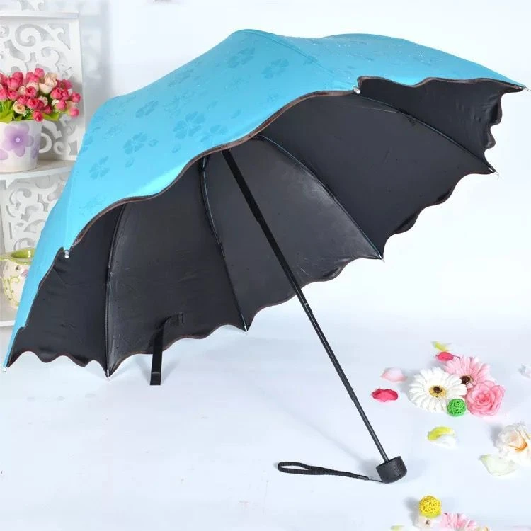 黑胶遇水开花晴雨伞晴雨伞颜色随机