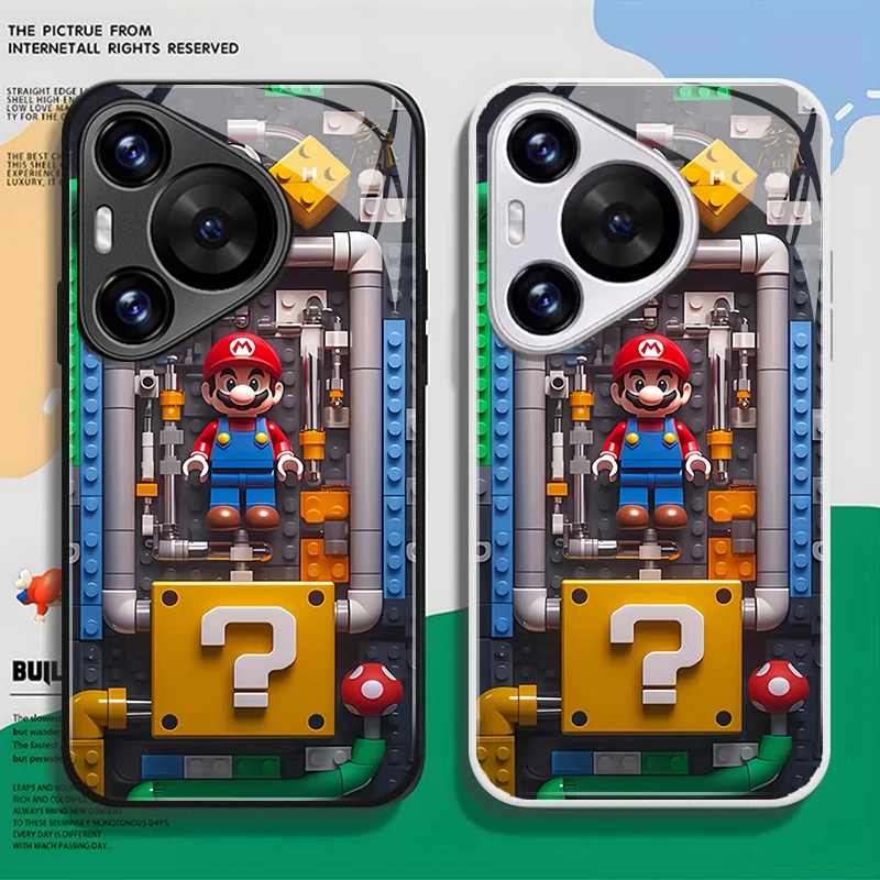 积木马里奥华为Pura70pro手机壳P70ultra个性P60玻璃防摔镜头全包