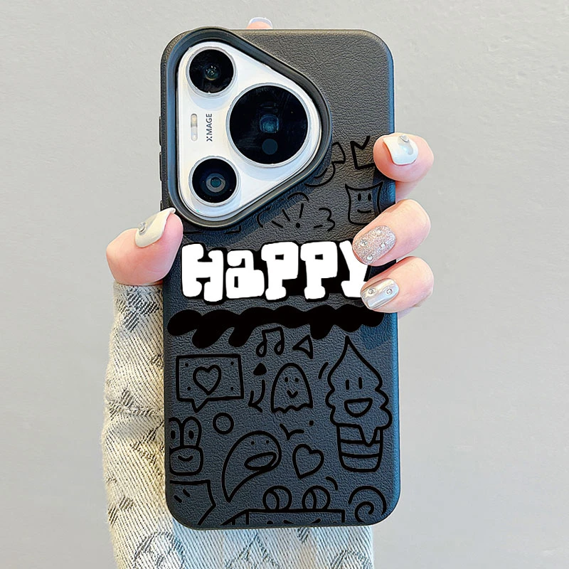 创意涂鸦适用华为pura70Pro手机壳个性皮纹Mate60/50防摔保护套软