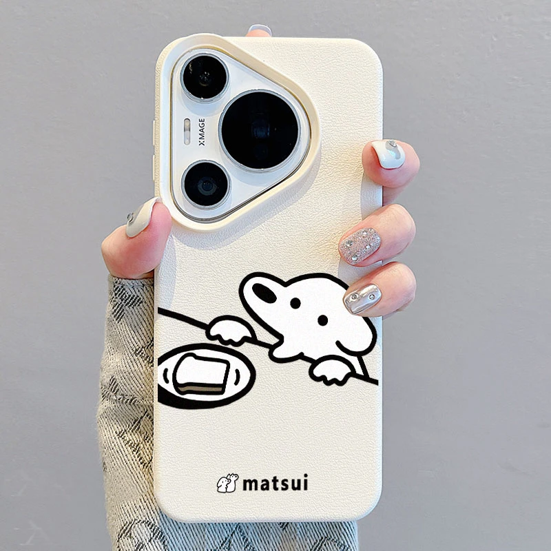 面包小狗适用华为pura70Pro手机壳个性皮纹Mate60/50全包保护套软