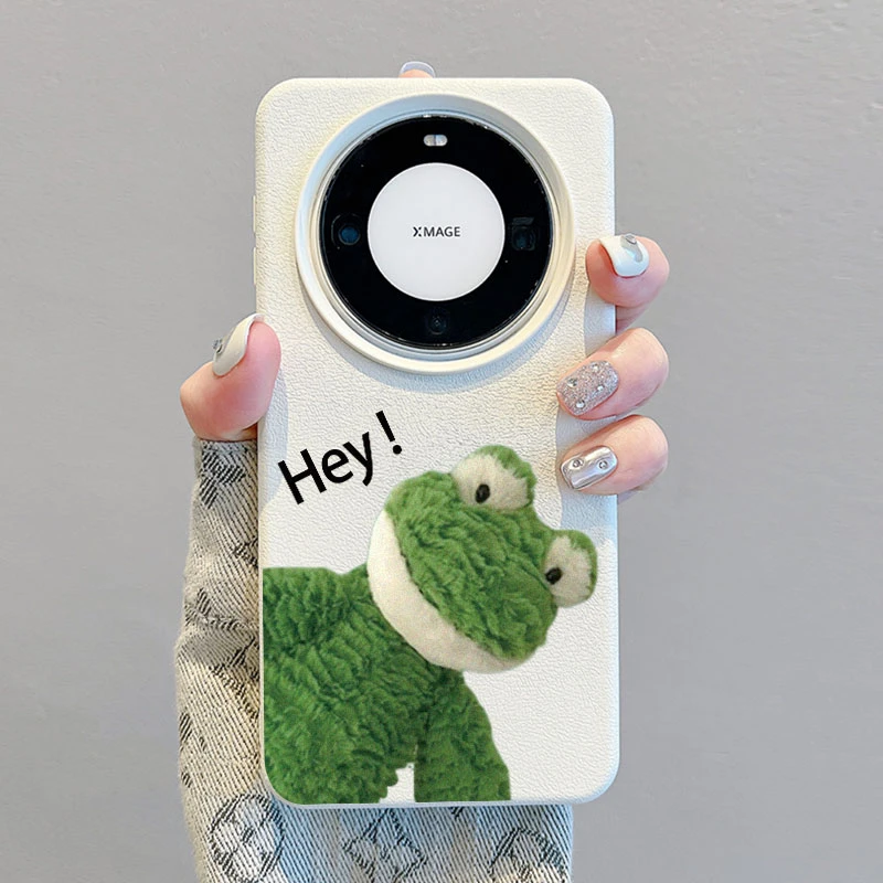 探头青蛙适用华为Mate60Pro手机壳Pura70软皮纹vivox100s创意防摔