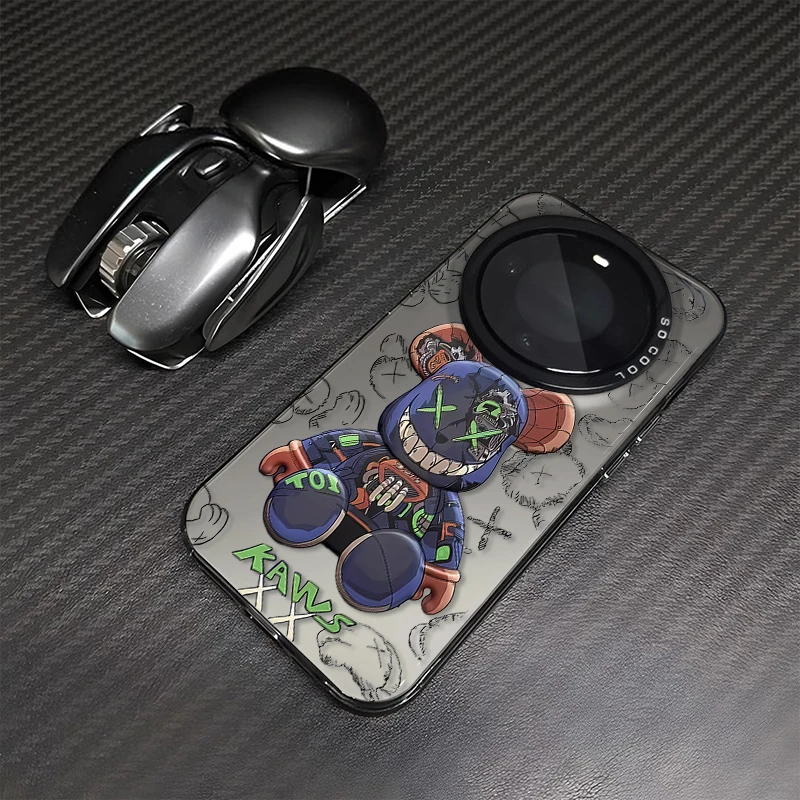 潮酷暴力熊适用华为mate60pro+手机壳苹果15高级感小米14vivo防摔