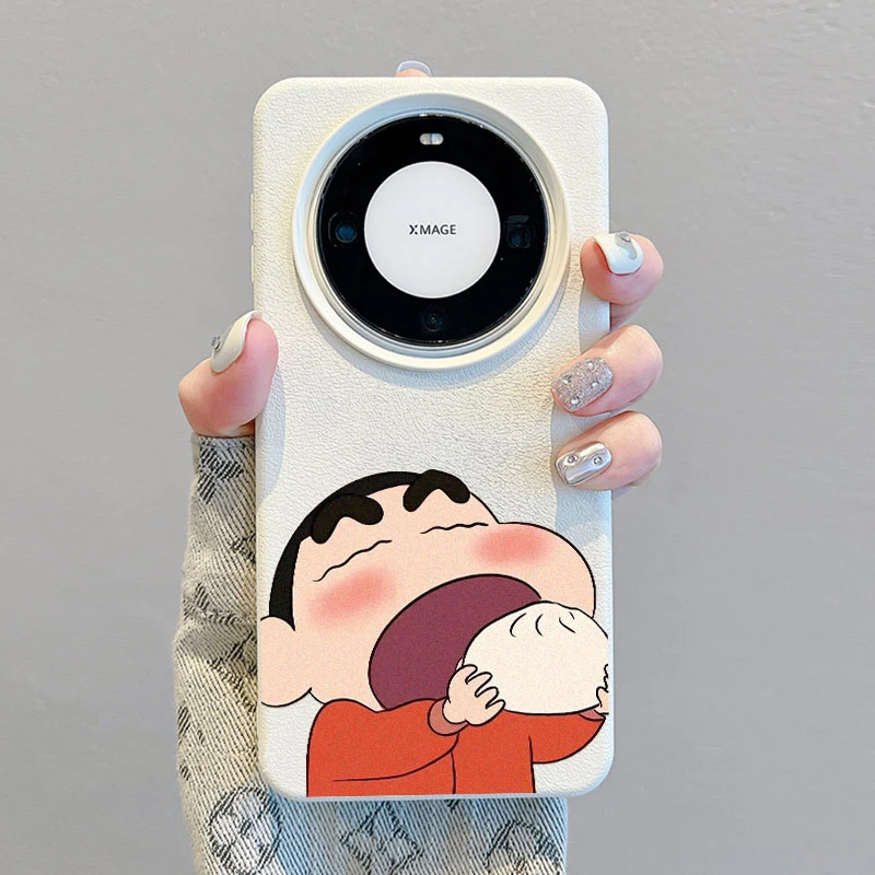 吃包子小新适用华为Mate60Pro手机壳创意mate70皮纹50/40防摔软壳