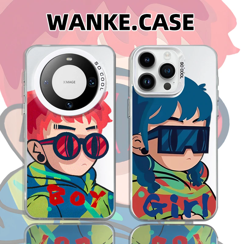 朋克情侣适用华为Mate60Pro手机壳Mate70新款苹果16小米15Pro外壳