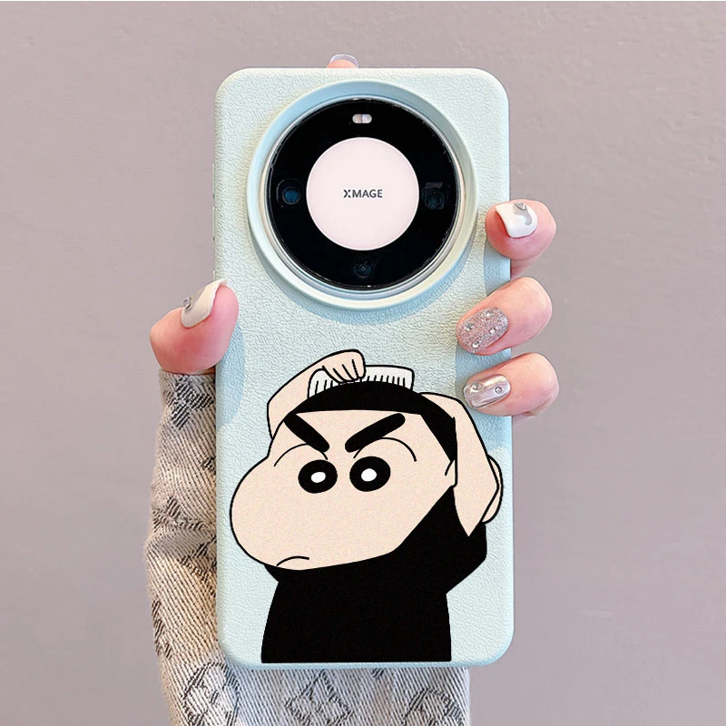 梳头小新适用华为Mate60Pro手机壳皮纹50/40创意苹果15个性防摔软