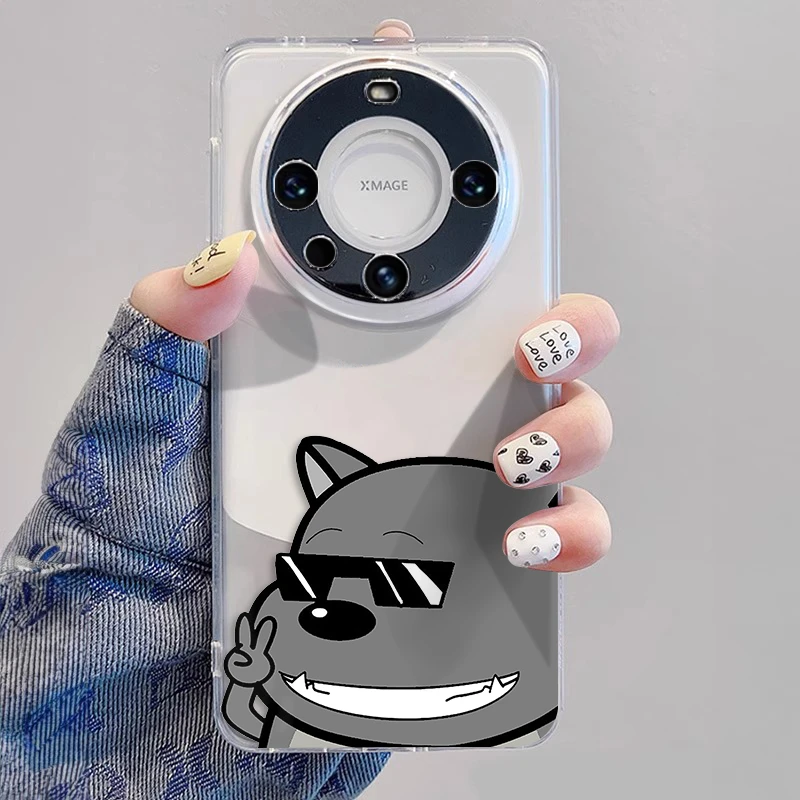 创意蕉太狼适用华为mate60pro手机壳透明P60/50/40苹果15全包保护