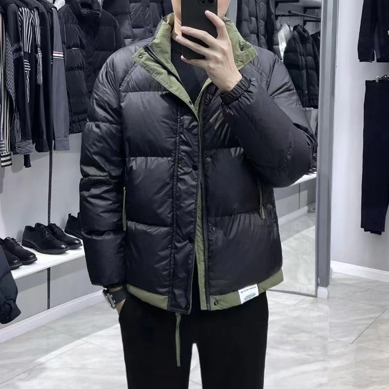 羽绒服男士2023新款冬季加厚立领百搭休闲潮牌纯色保暖羽绒服外套