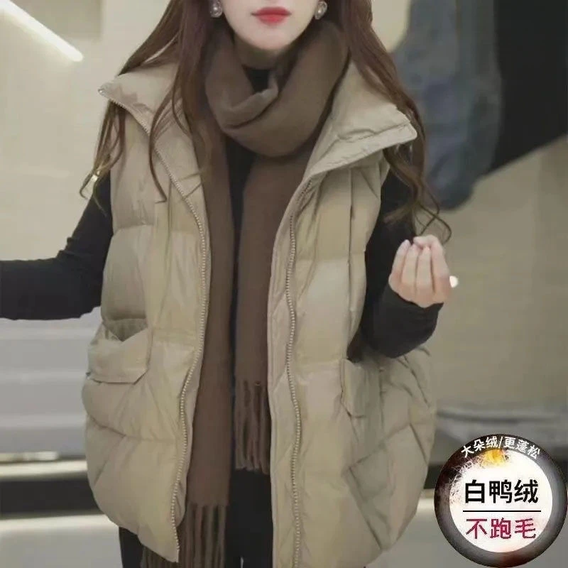 【白鸭绒】羽绒马甲女外穿2023新款洋气时尚秋冬款宽松白鸭绒坎肩