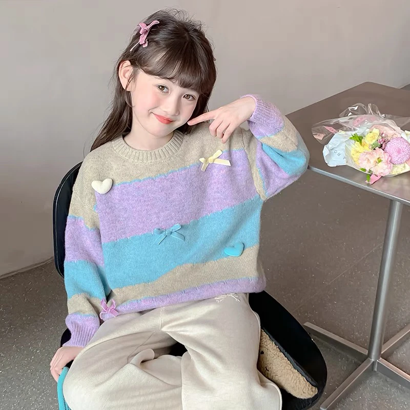 女童毛衣秋冬款2025新款洋气儿童装毛线衣女孩加厚冬季针织衫上衣