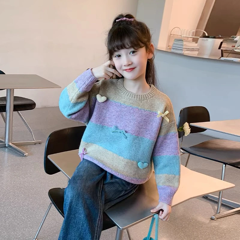女童秋冬装毛衣针织衫2025新款洋气时髦冬季毛线衣女孩儿童打底衫