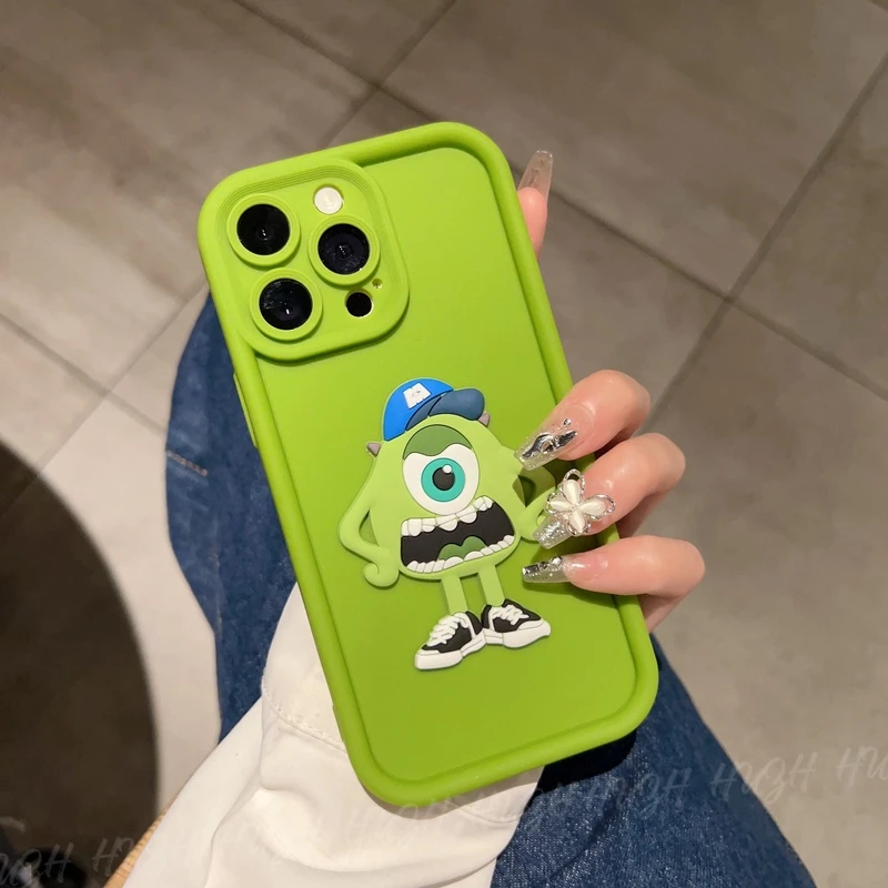 卡通大眼仔iPhone13手机壳苹果14立体可爱12pro11创意肤感防摔