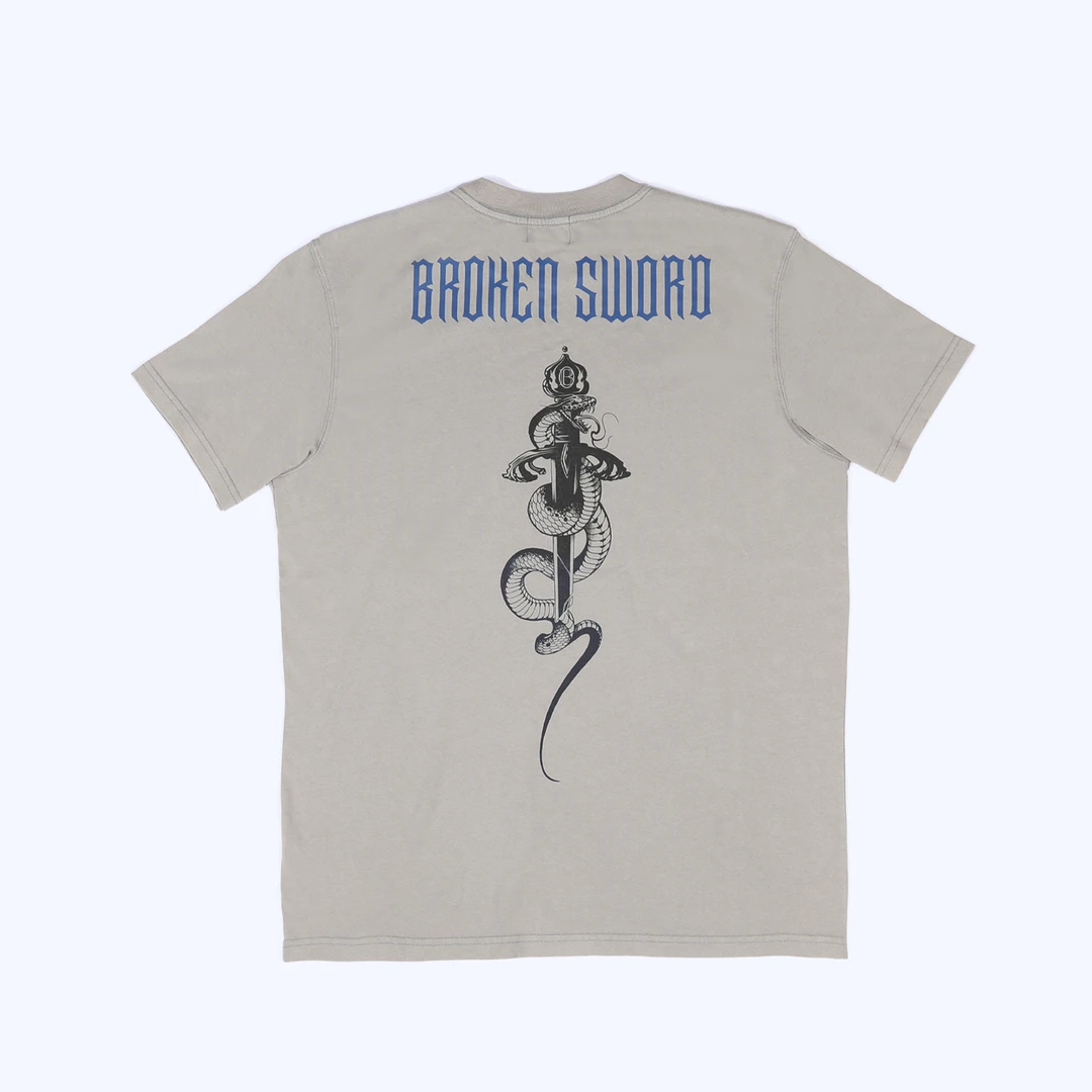 BROKENSWORD美式嘻哈vintage欧美街头水洗蛇盘剑纯棉T恤短袖男女