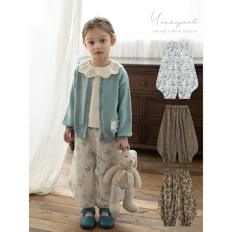 【清】【夏一波女童】儿童春秋季长裤女童时尚洋气简约裤子 LC0137