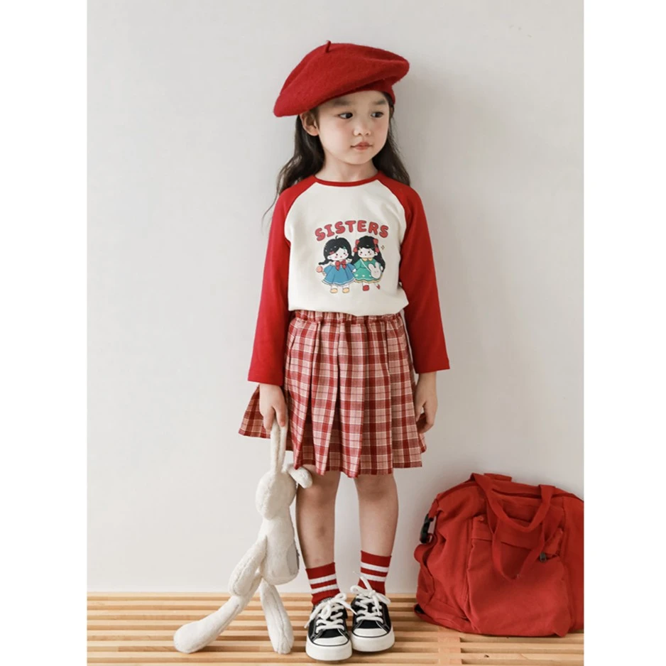 YOEHYAUL/幼悠樱桃女孩儿童韩版休闲t恤春秋季百搭宝宝上衣Q2905