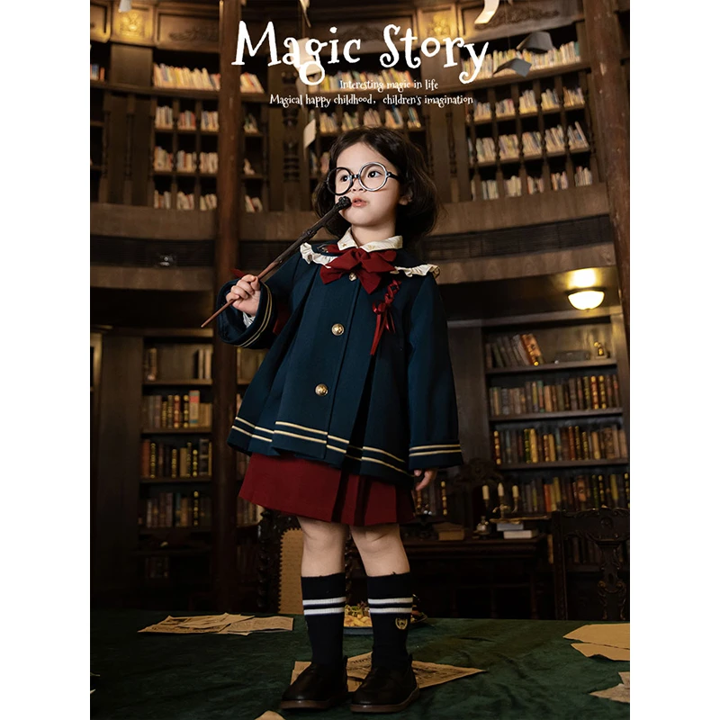 清 幼悠【星光奇缘】春二波百搭半身裙女童学院纯色马面裙 WC0091