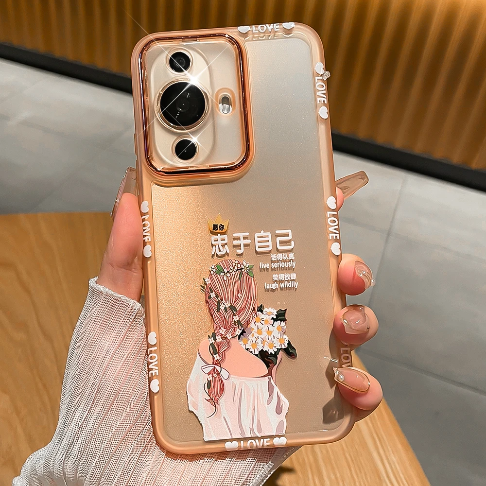 潮钻适用华为nova11手机壳气质女nova11pro镜头膜全包防摔壳透明