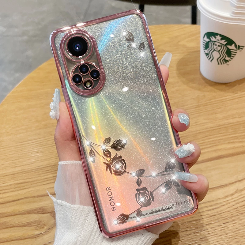 潮钻适用华为nova9手机壳女轻奢nova9pro水钻玫瑰9se透明防摔全包