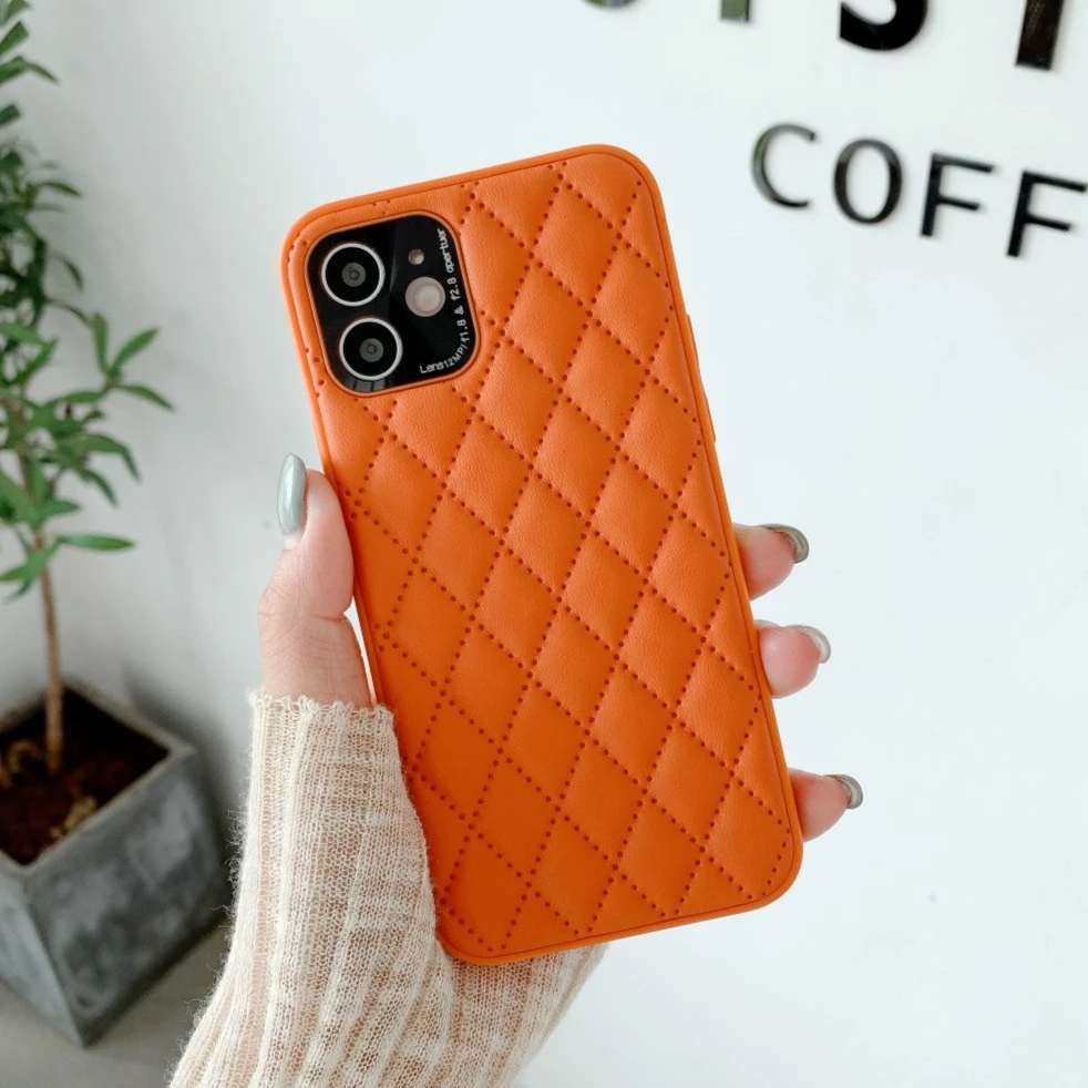 潮钻适用苹果12手机壳素皮12promax潮牌小香风复古女款防摔壳高级