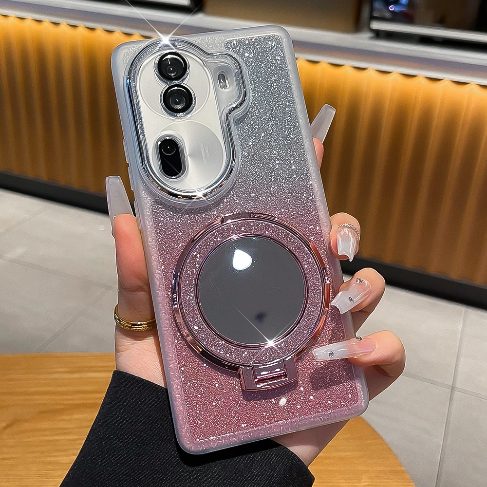 潮钻镜子opporeno11手机壳女款reno11pro镜头全包防摔细闪支架壳