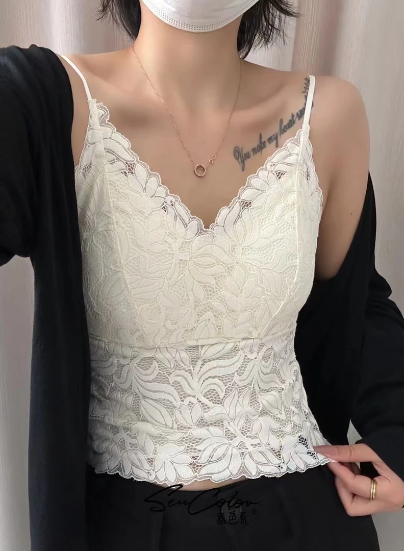 冬季新款8331蕾丝拼接单穿打底女士固定杯无痕美背舒适性感网红