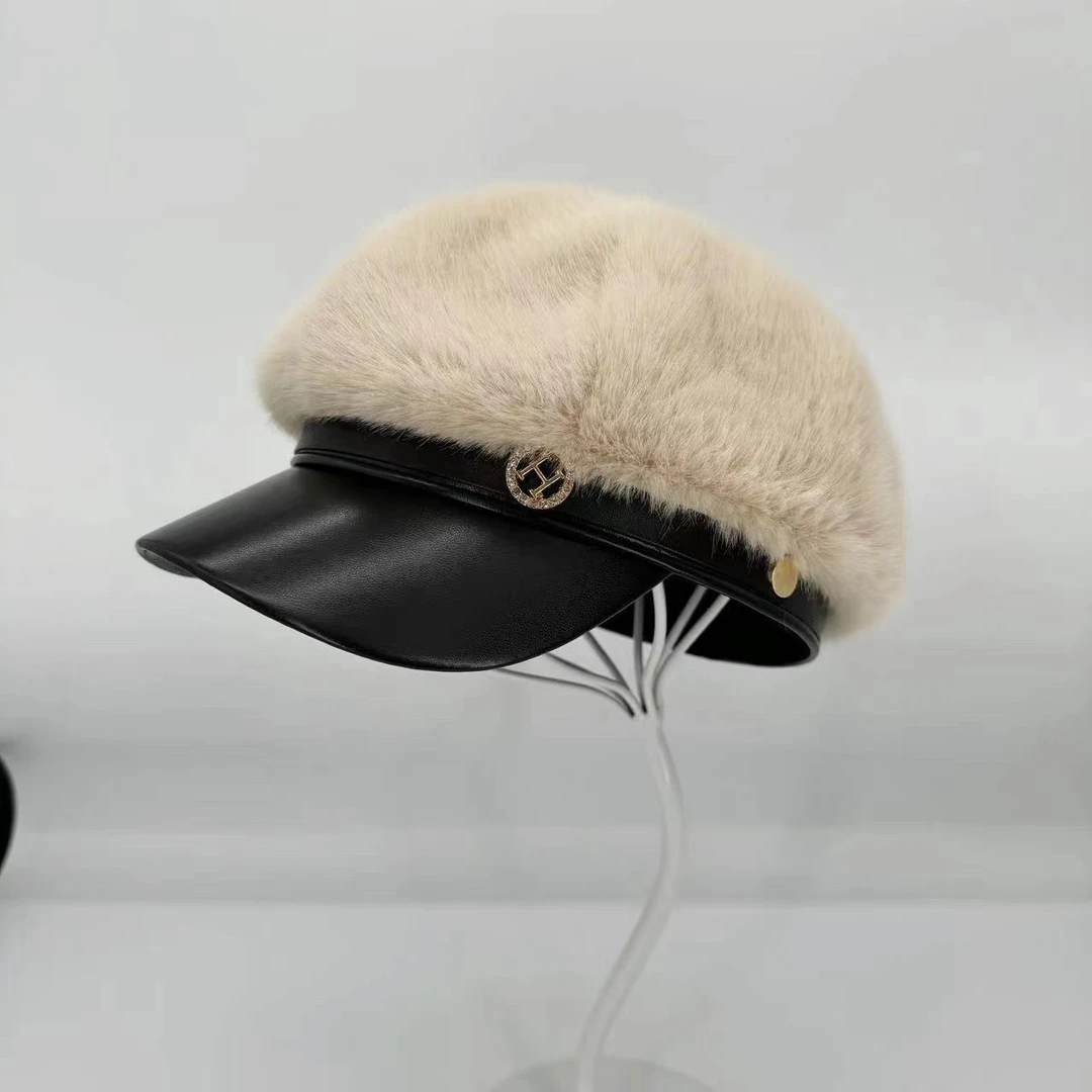 【宠粉专属】H圆标毛绒海军帽女日系防风毛绒保暖帽