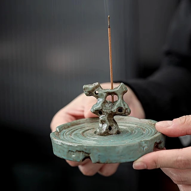 创意陶瓷线香炉家用室内茶室香薰炉太湖石线香座功夫茶道香道香薰