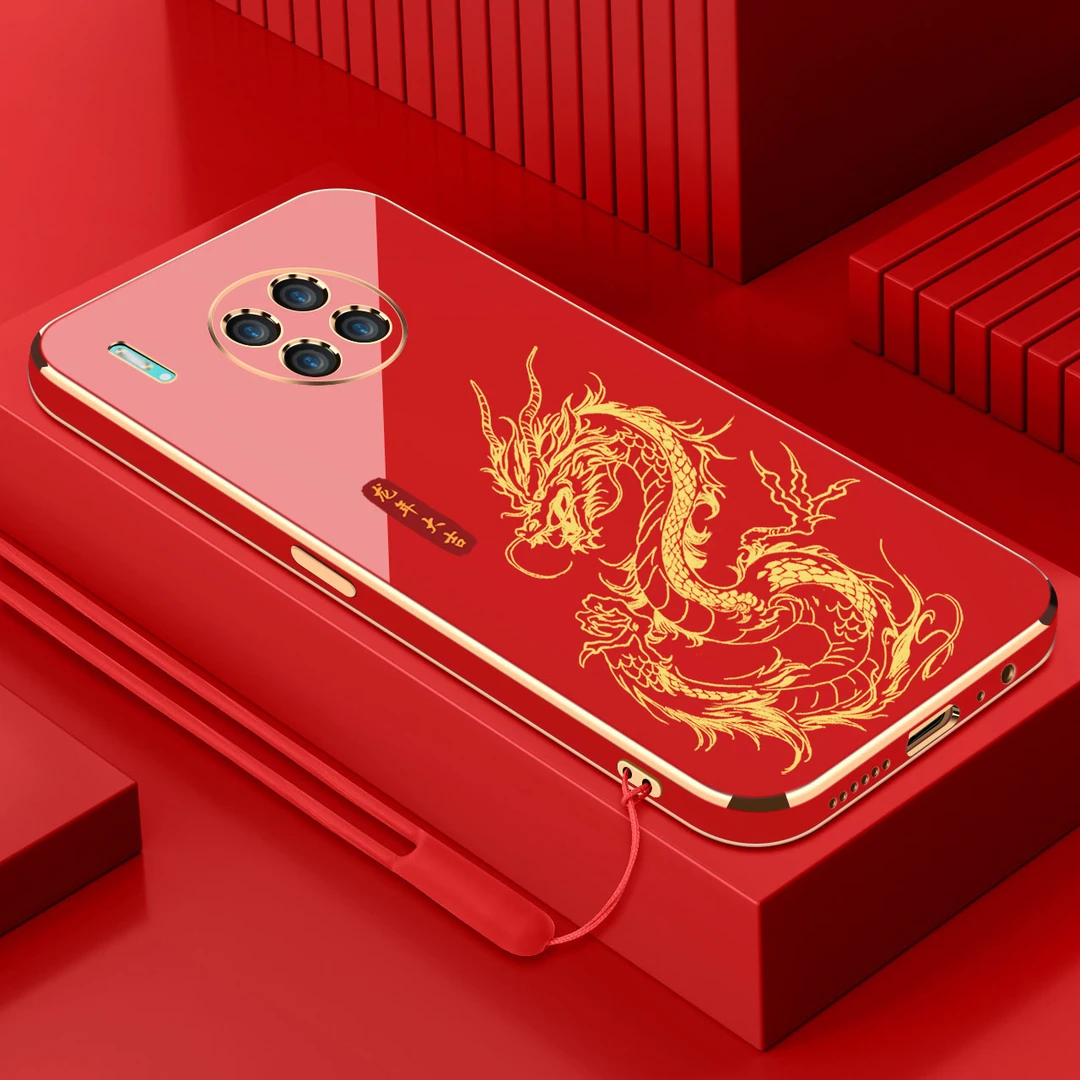 2024中国龙华为mate30epro手机壳软壳硅胶防摔高端新年电镀保护套