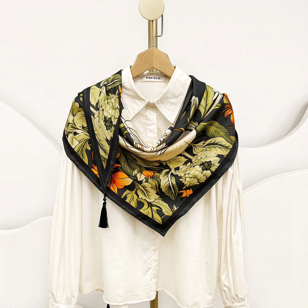 【苏禾专属】砂洗16姆米真丝斜纹绸三角双面同色丝巾围巾【国色天香】