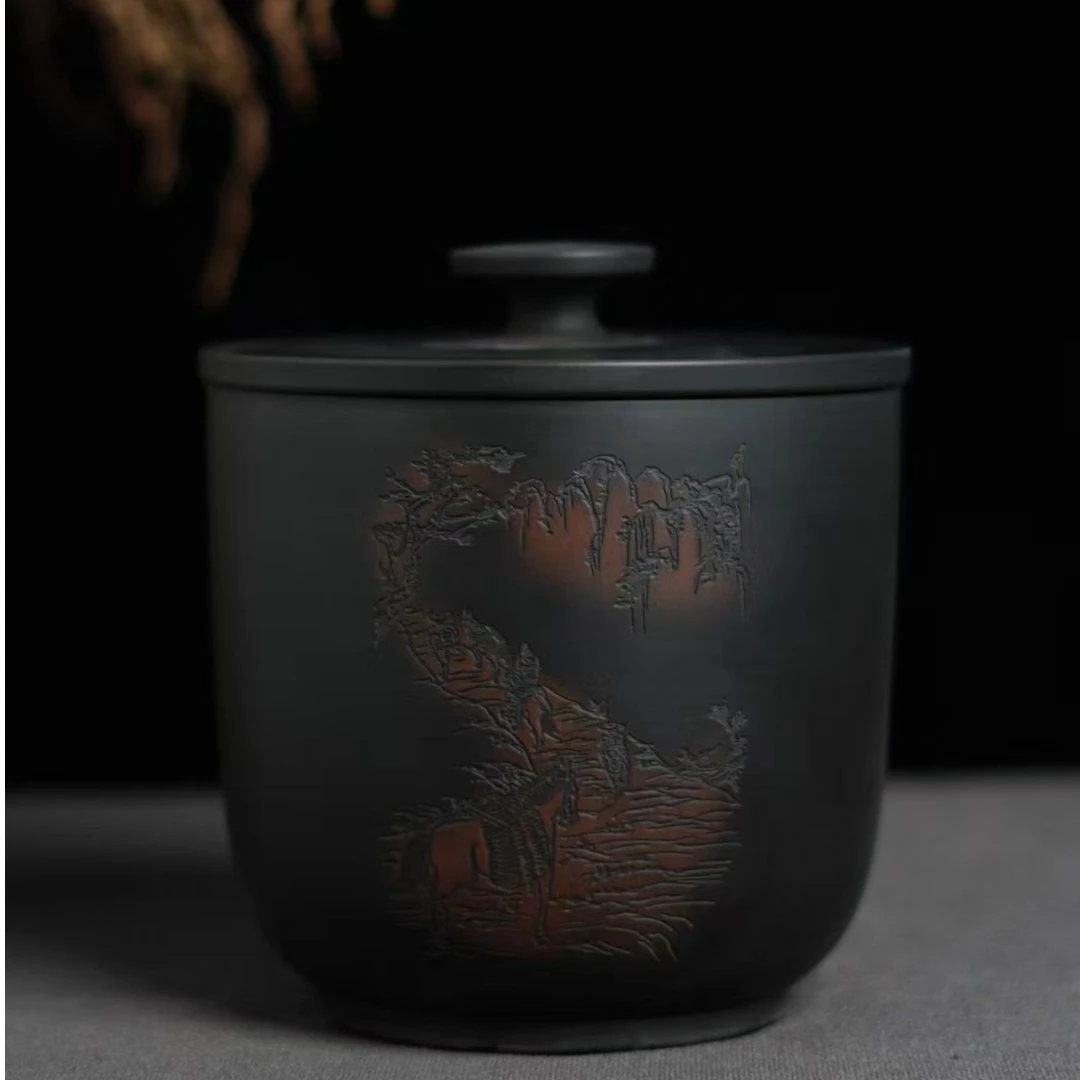 建水紫陶罐子存茶罐