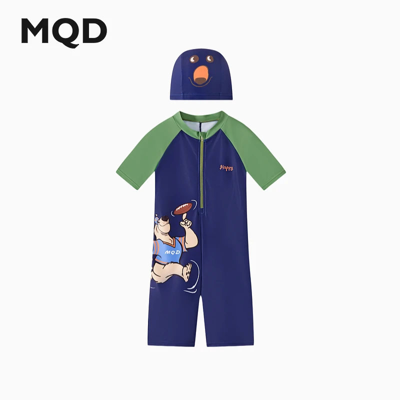 【泳衣套装】MQD儿童夏季新品游泳撞色卡通泳帽套装9642A3807