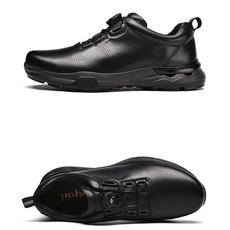 Jinho/金猴商务休闲运动鞋黑色升级备勤鞋轻便透气一脚蹬1QT2007A