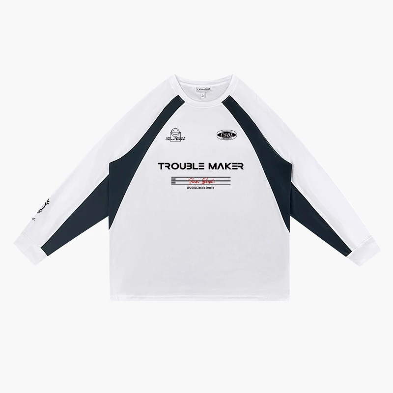 潮流复古撞色美式长袖投篮服秋季运动休闲百搭网眼透气速干衣T恤