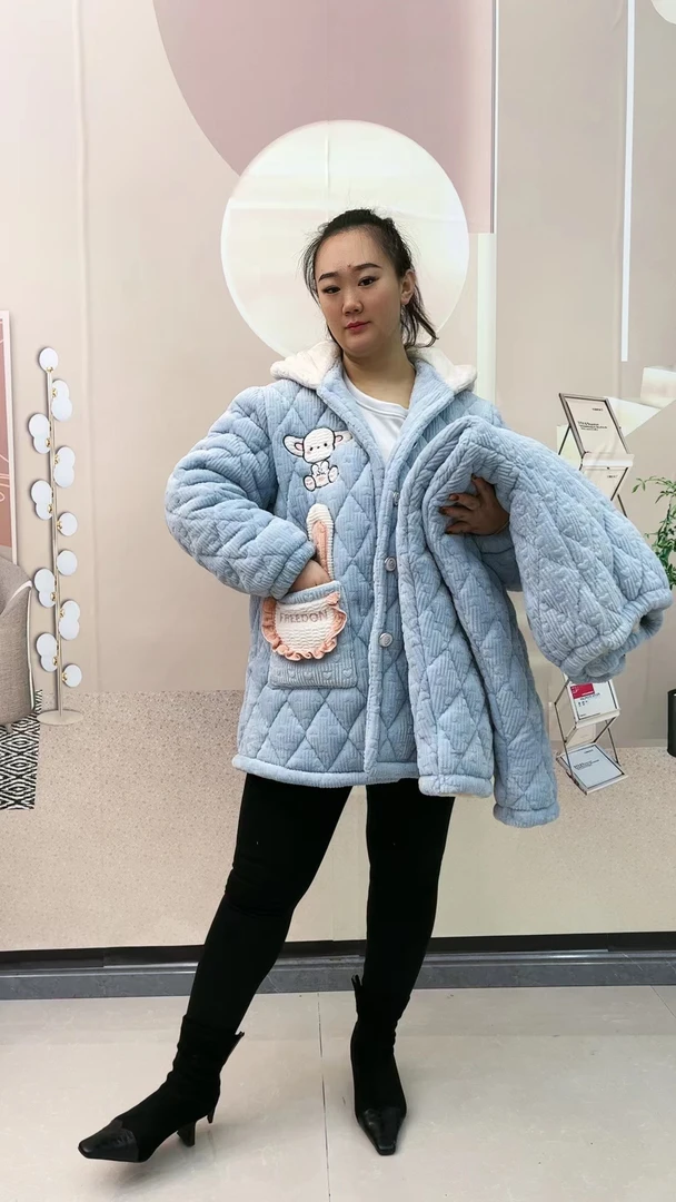 【中秋专属】网红可外穿三层加棉加厚加肥加大连帽时尚冬款家居服