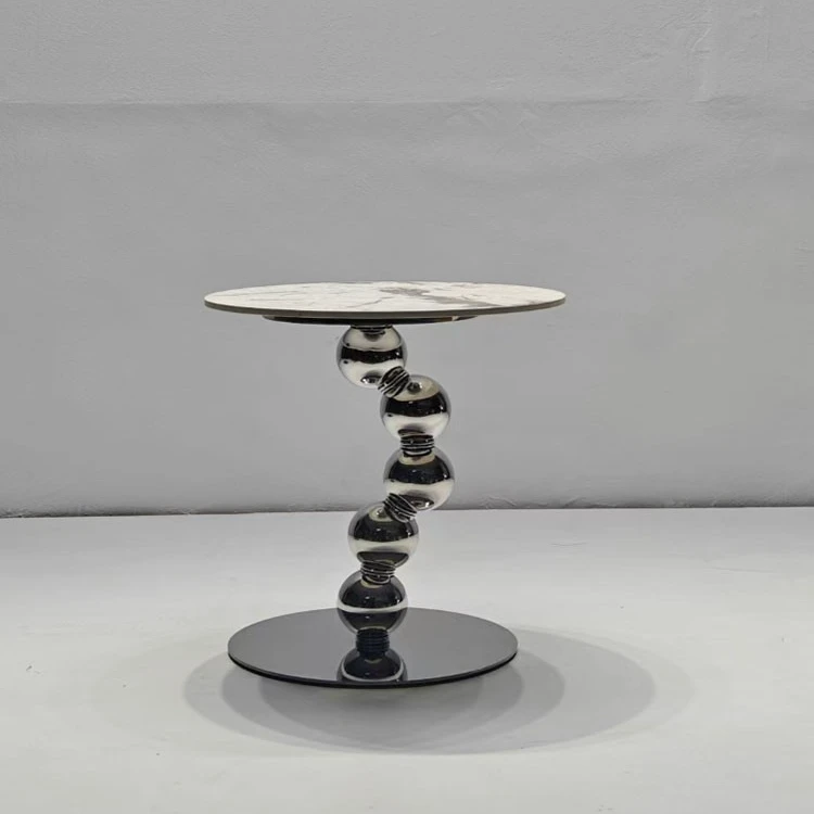 意式极简高级感圆形奢石沙发边几设计师款轻奢客厅家用小圆桌角几