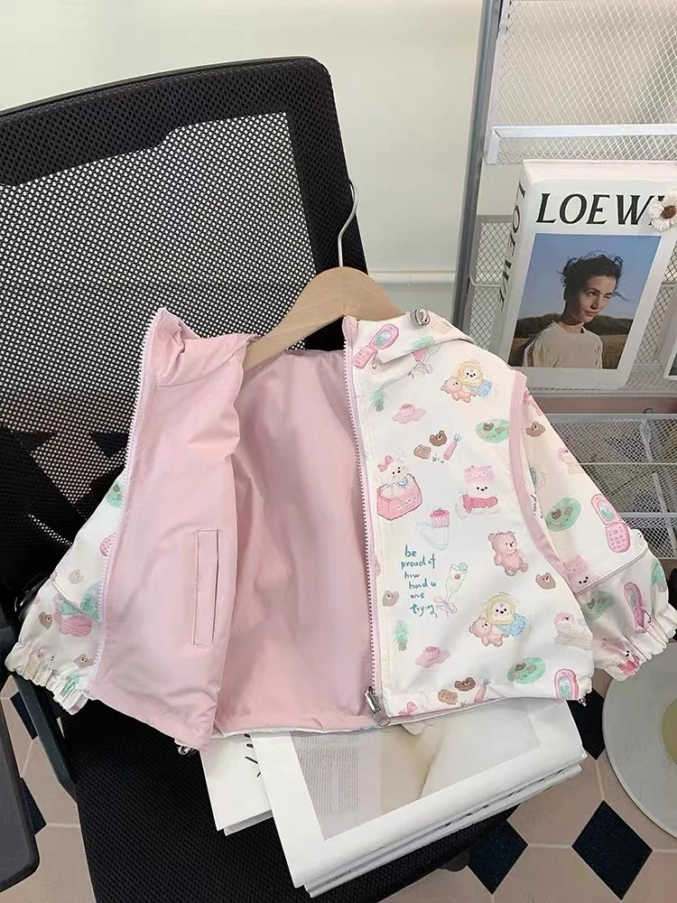 儿童双面穿冲锋衣萌宝穿搭外套2025新款童装中小童春秋季潮流上衣