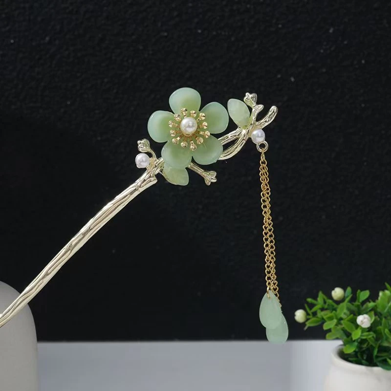 发簪古典发簪绿色复古国风古风简约日常清新