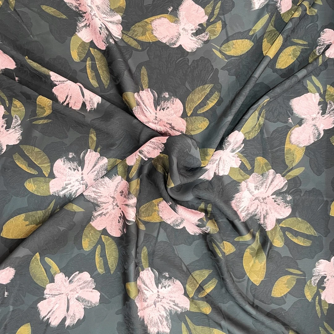 【4669】粉色之恋黑底云锦缎面料