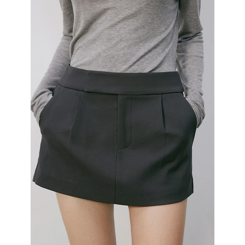 「PINPINPLUS」休闲优雅百搭搭扣高腰短裤 8C70251AYP